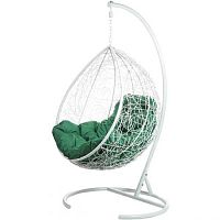 Подвесное кресло Tropica (белый каркас + зеленая подушка)