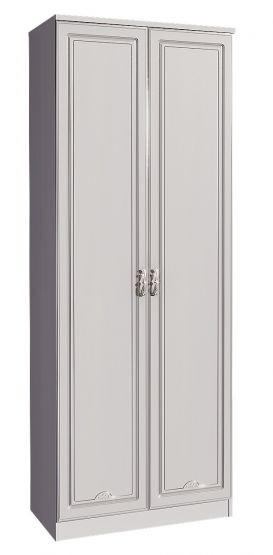 Шкаф для одежды 2-х дверный «Мелания» 02 (Рамух белый/Белое дерево матовое)