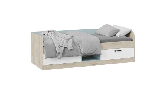 Кровать комбинированная «Оливер» (Дуб крафт серый/Белый/Серо-голубой) 0,8