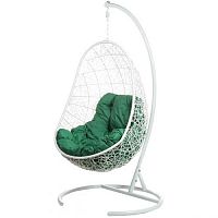 Подвесное кресло Easy (белый каркас+зеленая подушка)