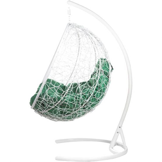 Двойное подвесное кресло Gemini (белый каркас+зеленая подушка)