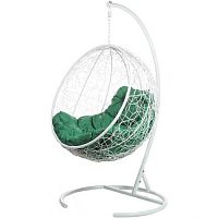 Подвесное кресло Kokos (белый каркас+зеленая подушка)
