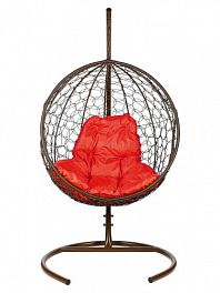 Подвесное кресло Kokos (коричневый каркас+красная подушка)