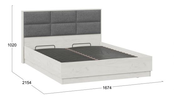 Кровать с ПМ «Либерти» (с подъемным механизмом) с заглушиной (Дуб крафт белый/Графит)