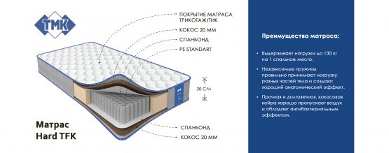Матрас «Hard TFK» 1800*2000*200, жаккард/тик