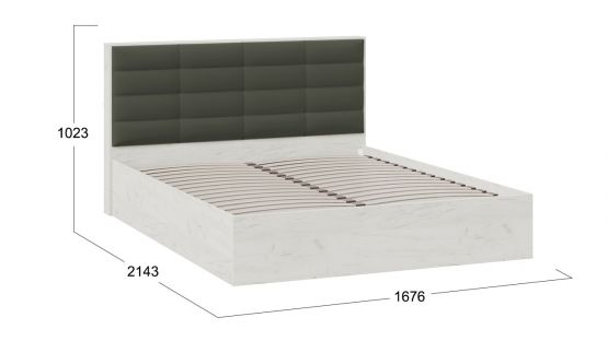 Кровать без ПМ «Агата» Тип 1 (без подъемного механизма) (Дуб крафт белый/Велюр серый)