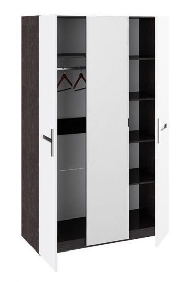 Шкаф комбинированный с 3-мя дверями «Фьюжн» Белый глянец/Венге Линум