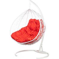 Двойное подвесное кресло Gemini (серый каркас+красная подушка)
