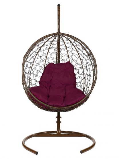 Подвесное кресло Kokos (коричневый каркас+бордовая подушка)