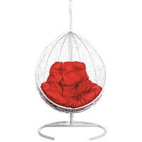Подвесное кресло Tropica (белый каркас + красная подушка)