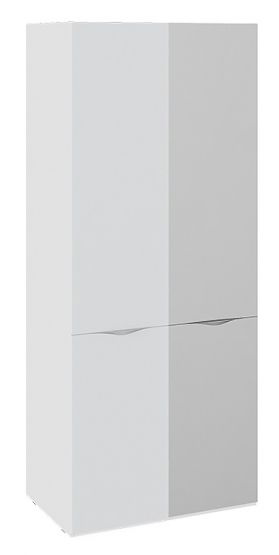 Шкаф для одежды с 1 зеркальной и 1 дверью со стеклом «Глосс» (Белый глянец/Стекло)