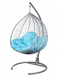 Двойное подвесное кресло Gemini (серый каркас+синяя подушка)