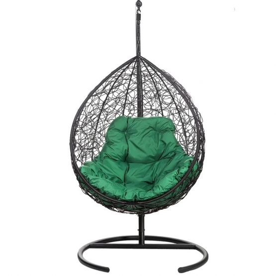 Подвесное кресло Tropica (черный каркас + зелёная подушка)