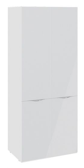 Шкаф для одежды с 2 дверями со стеклом «Глосс» (Белый глянец/Стекло)