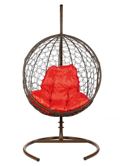 Подвесное кресло Kokos (коричневый каркас+красная подушка)
