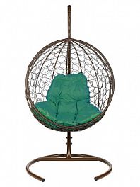 Подвесное кресло Kokos (коричневый каркас+зеленая подушка)