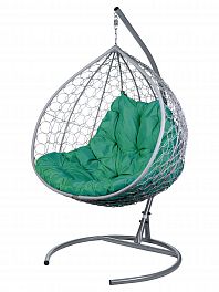 Двойное подвесное кресло Gemini (серый каркас+зеленая подушка)