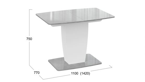 Стол «Аризона» (Белый/Ателье светлый глянец), стулья «BOSTON» (Белый муар/Велюр V004 светло-серый)