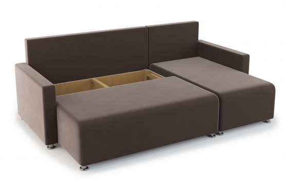 Челси угловой диван-кровать коричневый/подушки ромб коричневый