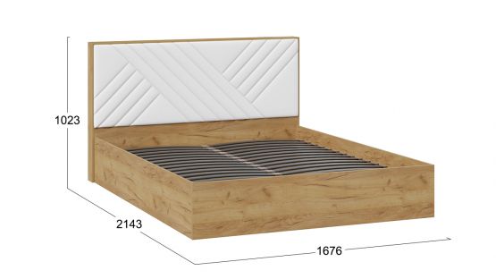 Кровать без ПМ «Хилтон» Тип 1 (без подъемного механизма) (Дуб крафт золотой/Белый)