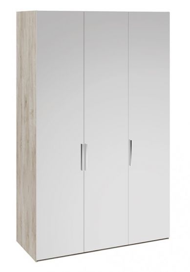 Шкаф комбинированный с 3 зеркальными дверями «Эмбер» (Баттл Рок/Серый глянец)