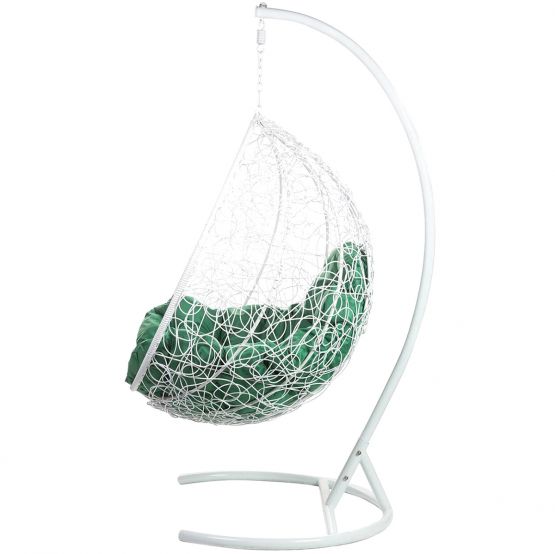 Подвесное кресло Tropica (белый каркас + зеленая подушка)